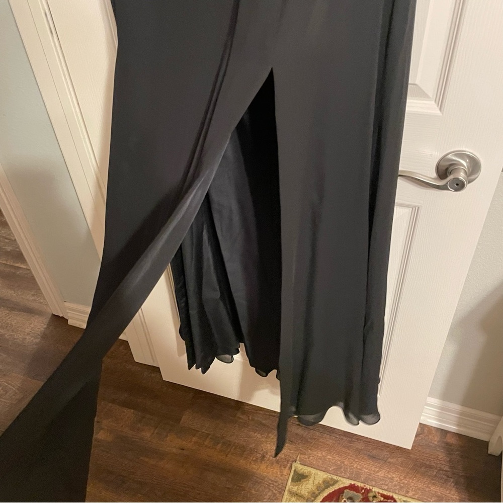 NWT Azazie Candice Black Bridesmaids Dress with Slits - Size 14 - Picture 13 of 13